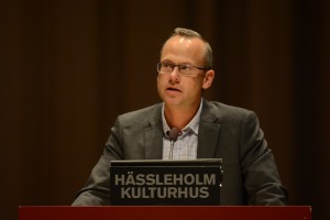Patrik Jönsson (SD) krävde flera gånger under budgetfullmäktige S-styrets avgång. Foto: Urban Önell
