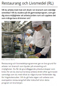 De flesta elever får jobb efter att ha gått Hässleholms restaurangskola, ändå har antalet sökande minskat kraftigt de senaste åren. Bilden är från kommunens hemsida.