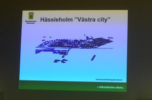 Bilder på den nya stadsdelen Västra City visades för deltagarna i miljökonferensen. Foto: Urban Önell