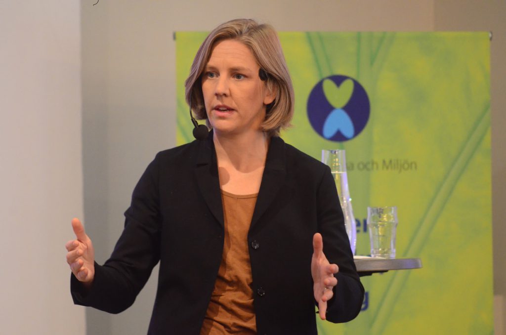 Miljöminister Karolina Skog talade vid miljökonferensen i Hässleholm på onsdagen. Foto: Urban Önell