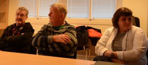 Ledande företrädare för den styrande minoriteten var på plats vid tekniska nämndens presskonferens om paviljongflytten, från vänster Per-Åke Purk V ), Hans-Göran hansson MP) och Irene Nilsson S)S).