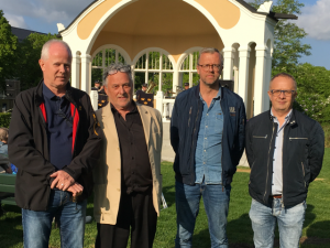 Talare vid paviljonginvigningen var från vänster Pär Palmgren, Arne Dahlström och Mats Olsson, här tillsammans med Mats Svensson.