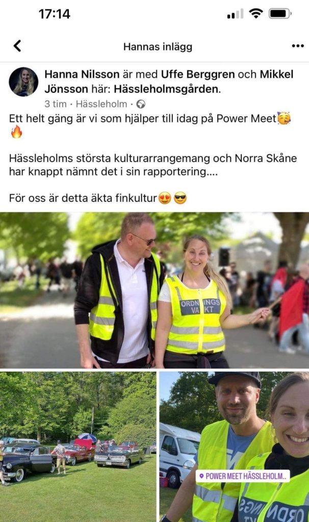 Flera bilder med västen visas offentligt på Hanna Nilssons Facebooksida.