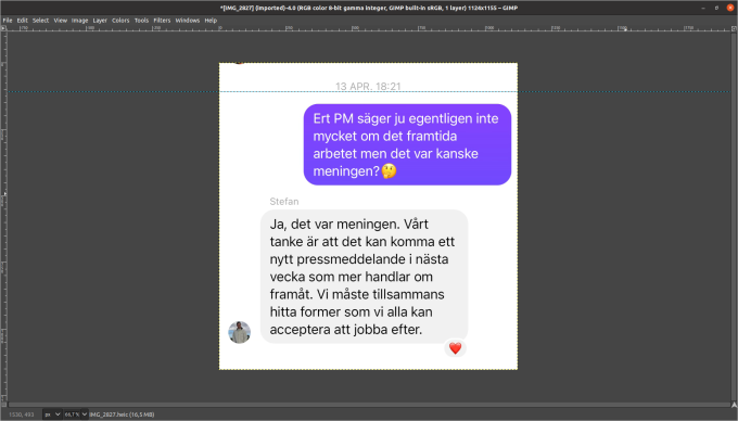 Bilden visar ett meddelande i Messenger.