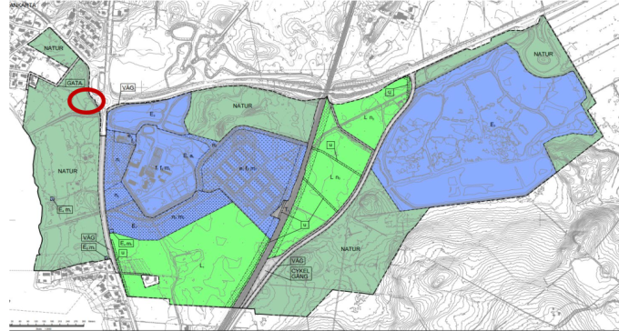 Bilden visar kartan över planområdet med området som ska undersökas.
