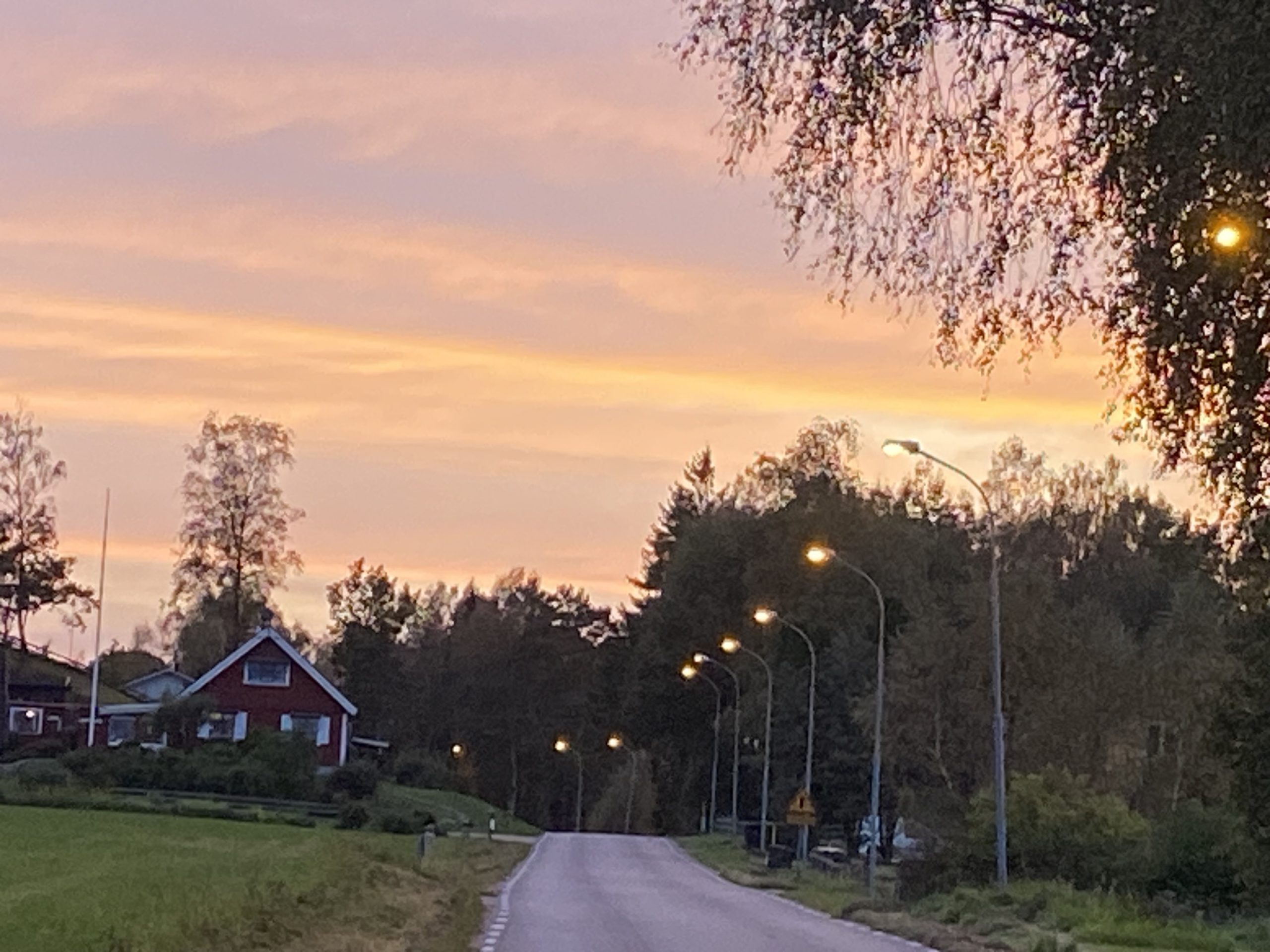 Bilden visar gatlyktor i Hörja.
