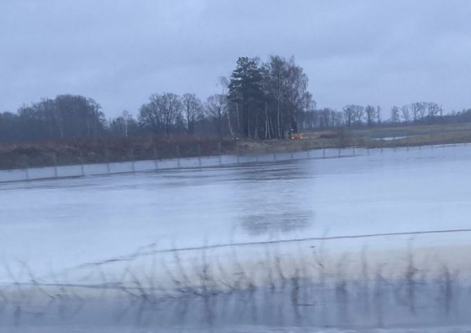 Bilden visar grävarbeten vid reningsverket.