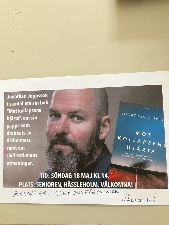 Bilden visar en affisch om Jonathan Jeppssons föreläsning.
